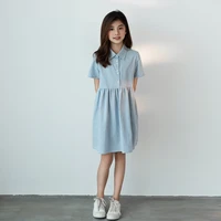 2022 summer korean casual style girls blue plaid dress lady dress princess dress wedding dress wholesale clothes