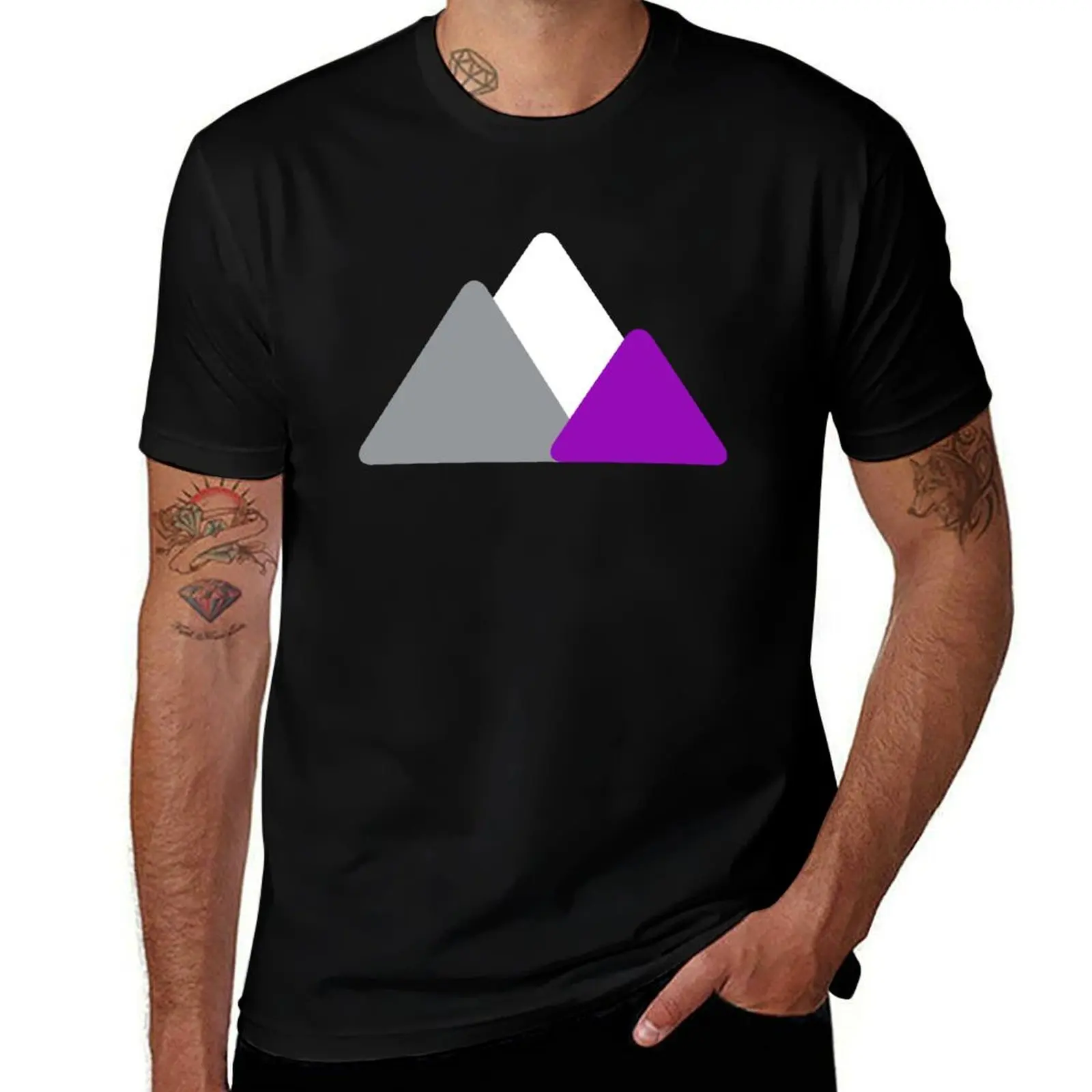 Фото Асексуальные горы. Футболка Asexual Pride, мужская футболка, хлопковая футболка для мужчин, футболка из 100% хлопка, мужская повседневная футболка №1