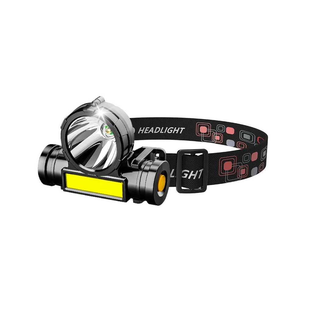 

Headlight Battery Flashlight Rechargeable Head-mounted Waterproof Torch