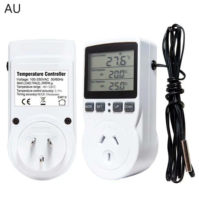 

Compact Temperature Controller Thermostat Outlet Socket 230 V Digital Thermostat Outlet Plug with Temp Sensor Greenhouse