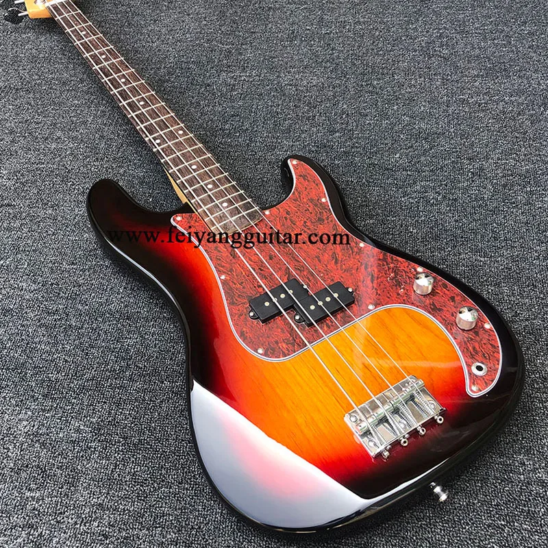 

Высококачественный электрический бас P bass, краска заката, корпус из липы, фингерборд из палисандра, красная Черепаха shell guard, включая freigh