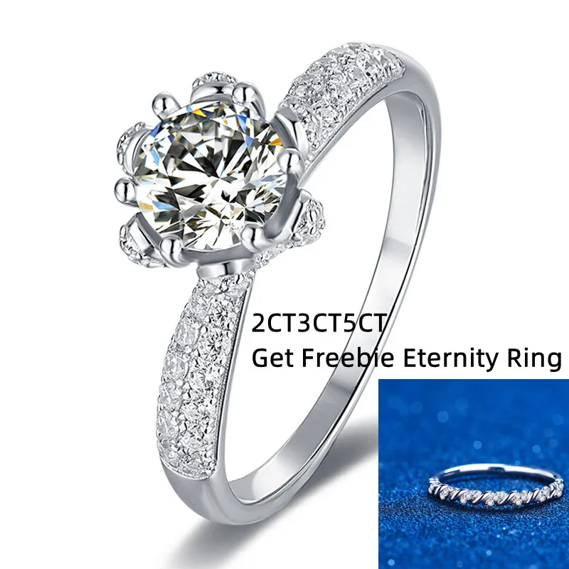 

Real Mossanite Diamond Engagement Ring 2CT3CT 14K White Gold 925 Sterling Silver Bridal Wedding Jewelry Freebie Eternity Ring