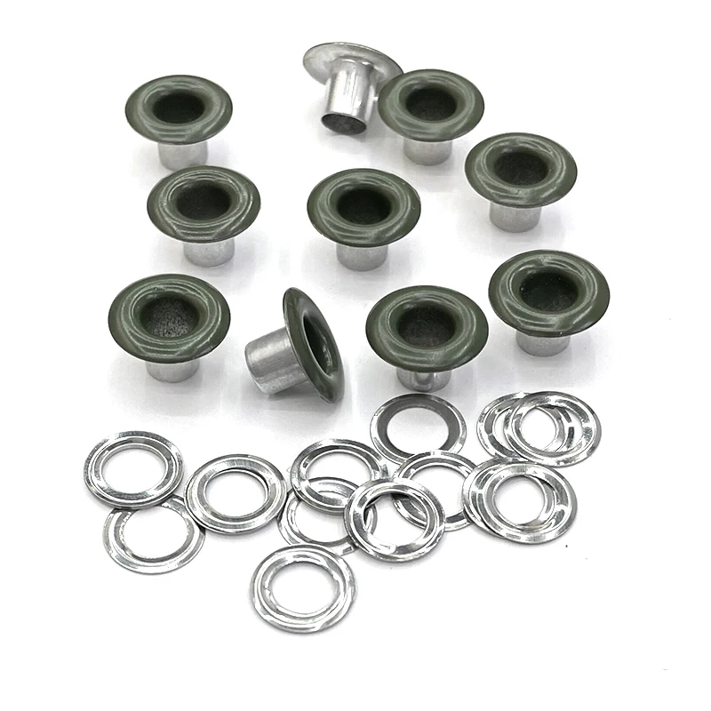 

100sets Dark Green Rivets Eyelets Metal Buttonholes Buckle Clothing Rivet with Hole buttons Inner 6mm/Outer 13.5mm/Height 8mm