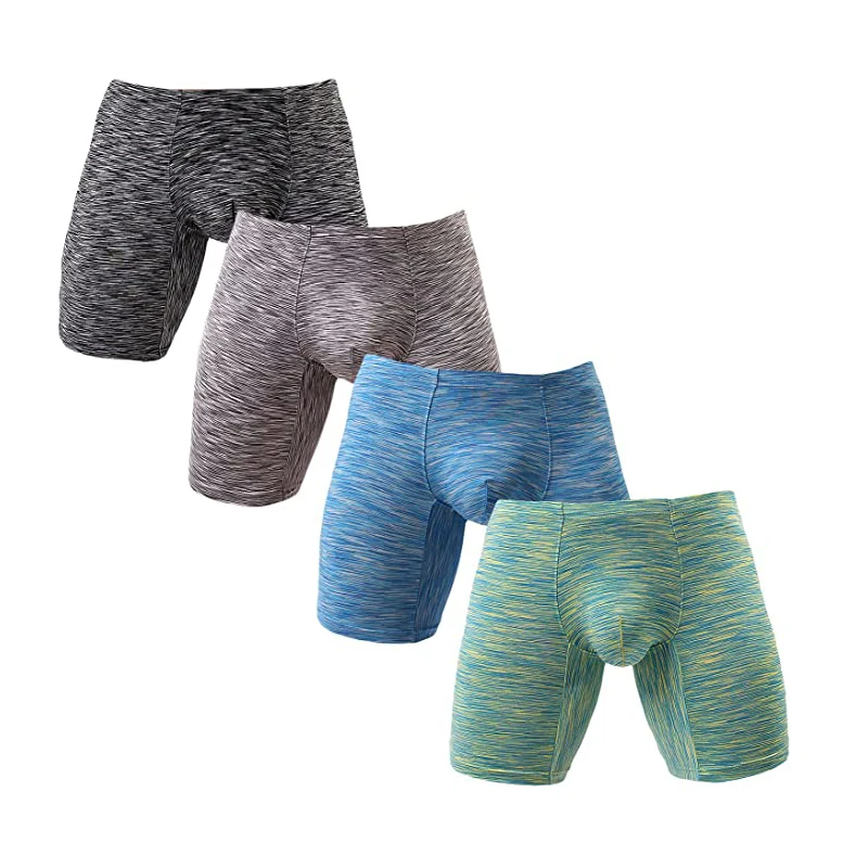 2020 new  Hot Selling Men's Professional No Ride Up Boxer Briefs Long Leg Polyester Underwear Low Rise Trunks with Pouch