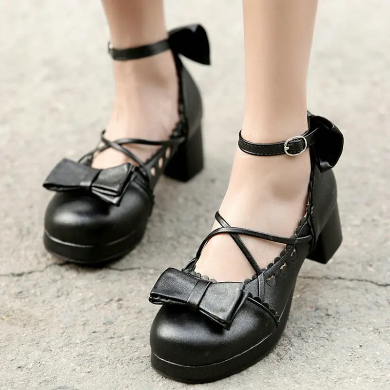 Женские туфли QPLYXCO из искусственной кожи на среднем квадратном каблуке с круглым