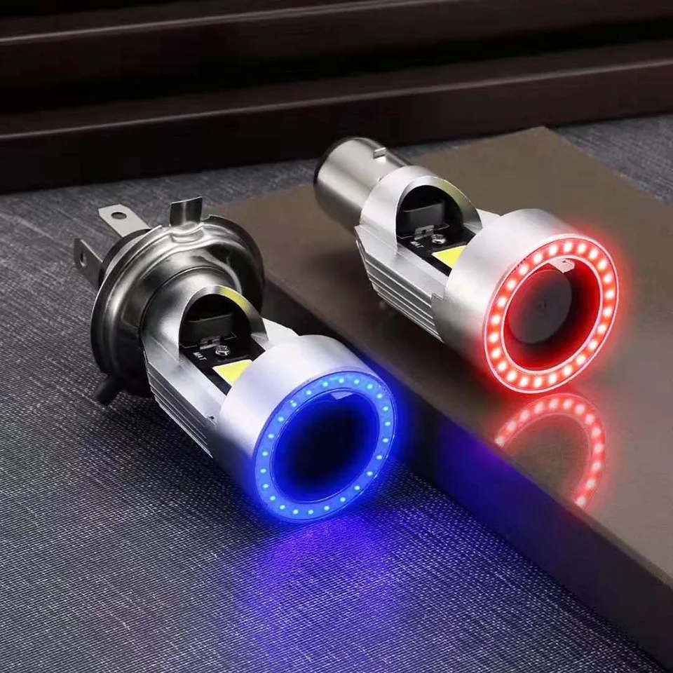 

Сисветильник/розовые светодиодсветодиодный фары Angel Eye H4 для мотоцикла Ba20d HS1 H6, фары для скутера, мотоцикла, аксессуары для дневных ходовых о...