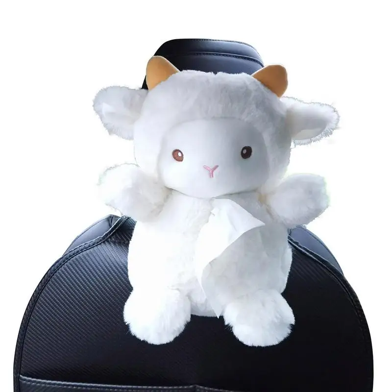 

Cute Car Tissue Box Holder Creative Plush Cartoon Animal Cat Tissue Box Hangable Paper Holder Sheep Piggy Napkin Box For Car