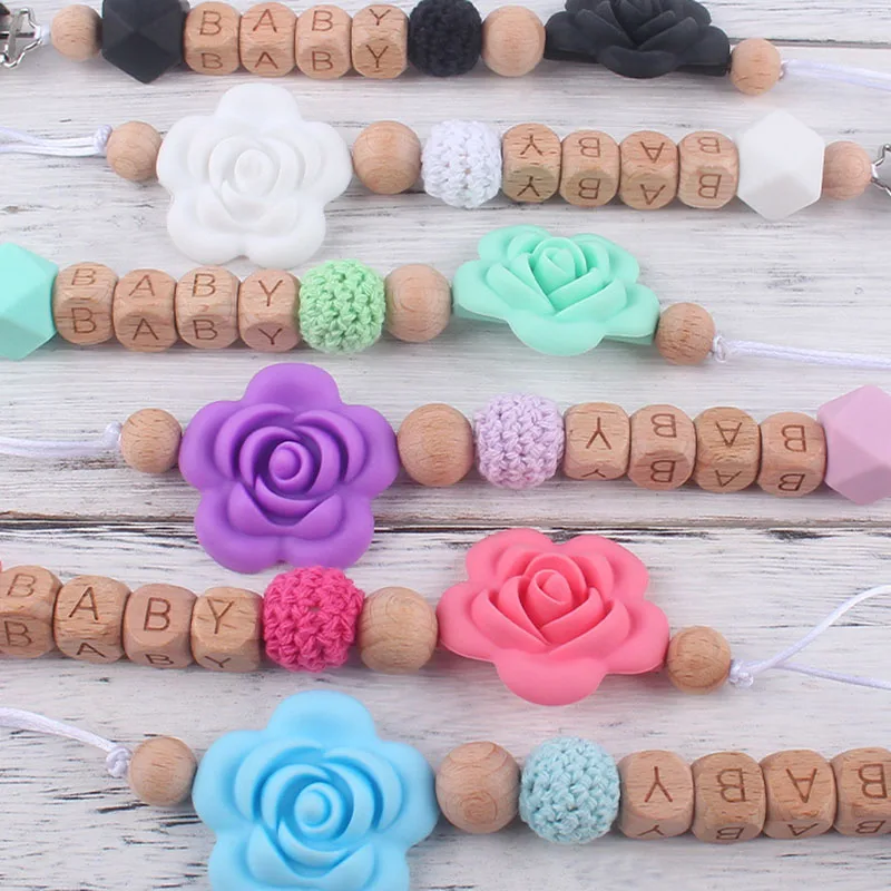 

Держатель для соски-пустышки, силиконовые бусины для прорезывания зубов