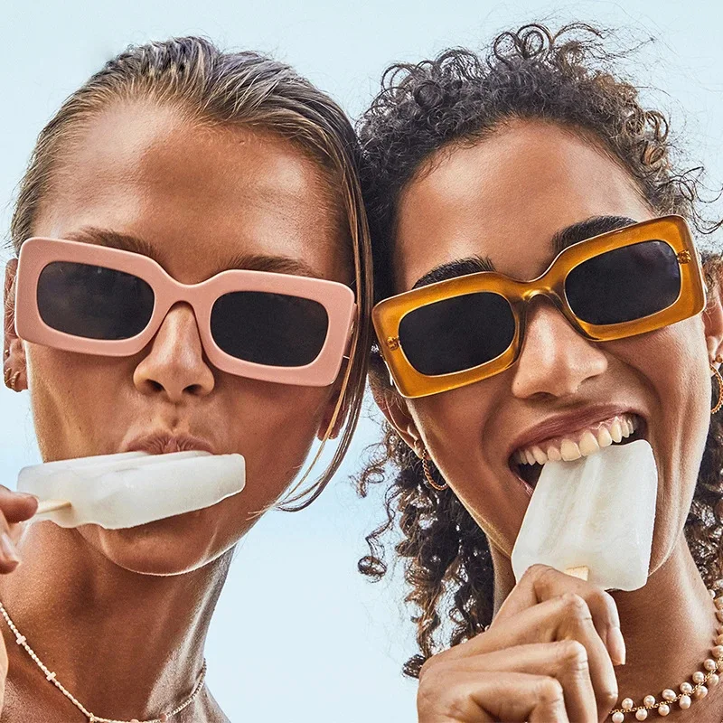 

Trendy Pink Rectangular Sunglasses For Women Men Fashion Big Frame Designer Sun Glasses Female Eyewear Vintage Shades UV400