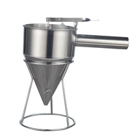 new stainless steel piston funnel pancake batter dispenser with stand support for sauce cream dosing funnel kitchen tools