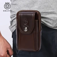 schlatum men leather waist bag new fashion casual large capacity waist packs belt fanny pack for phone bum pouch