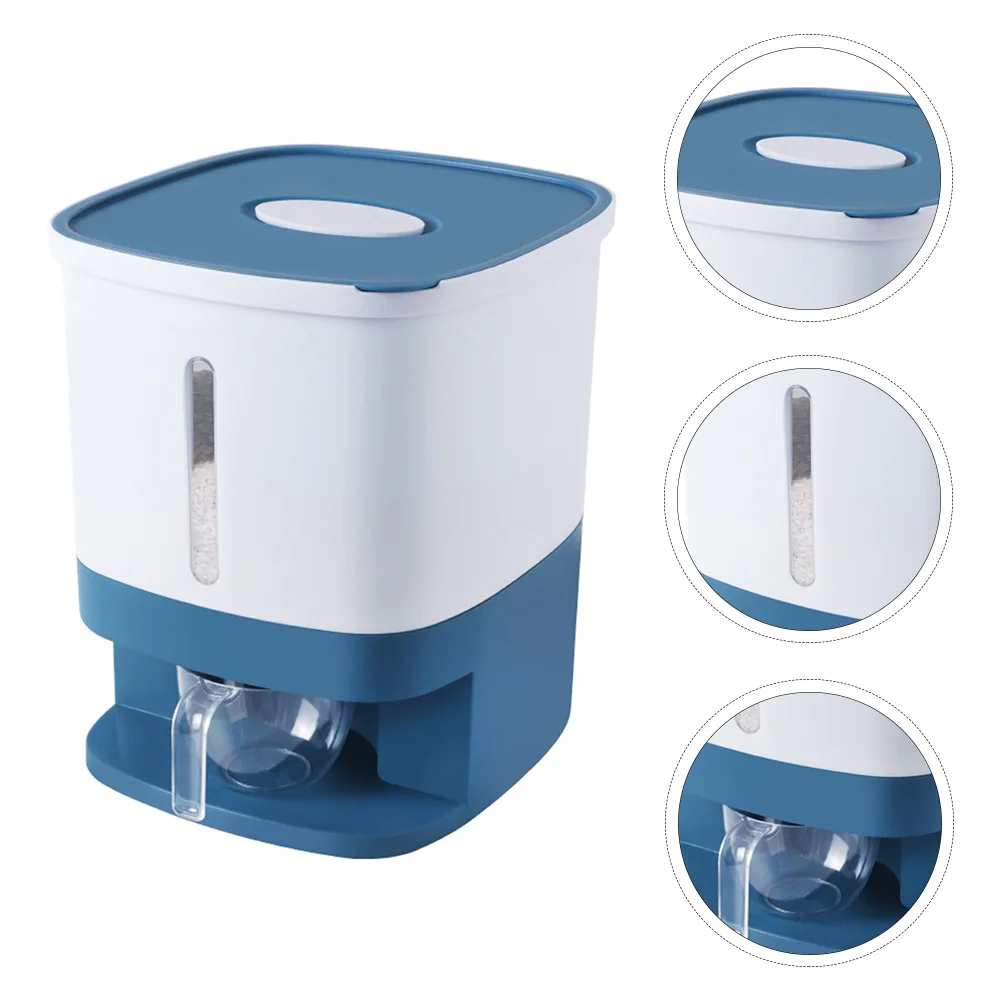 

Storage Container Rice Large Containers Dog Dispenser Bucket Grain Cereal Dry Flour 22Lbs Bean Box Measuring Cup Sealed
