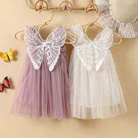 6m 4y toddler newborn kids girls princess tulle baby sleeveless back butterfly mesh layered skirt sundress party wedding dresses