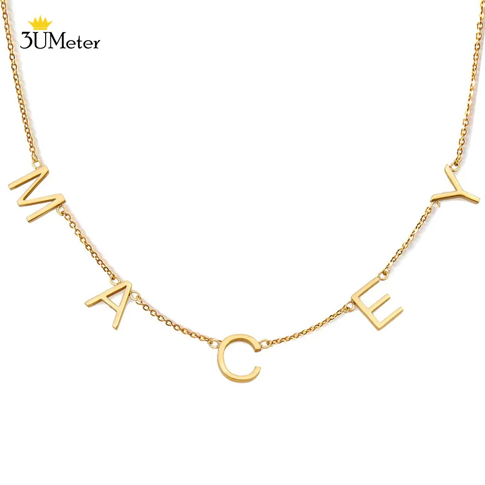 

Hot Sale Custom Name Letter Necklace Minimalist Initial Name Pendant Necklace Women Men Separate Letters Customized Jewelry Gift