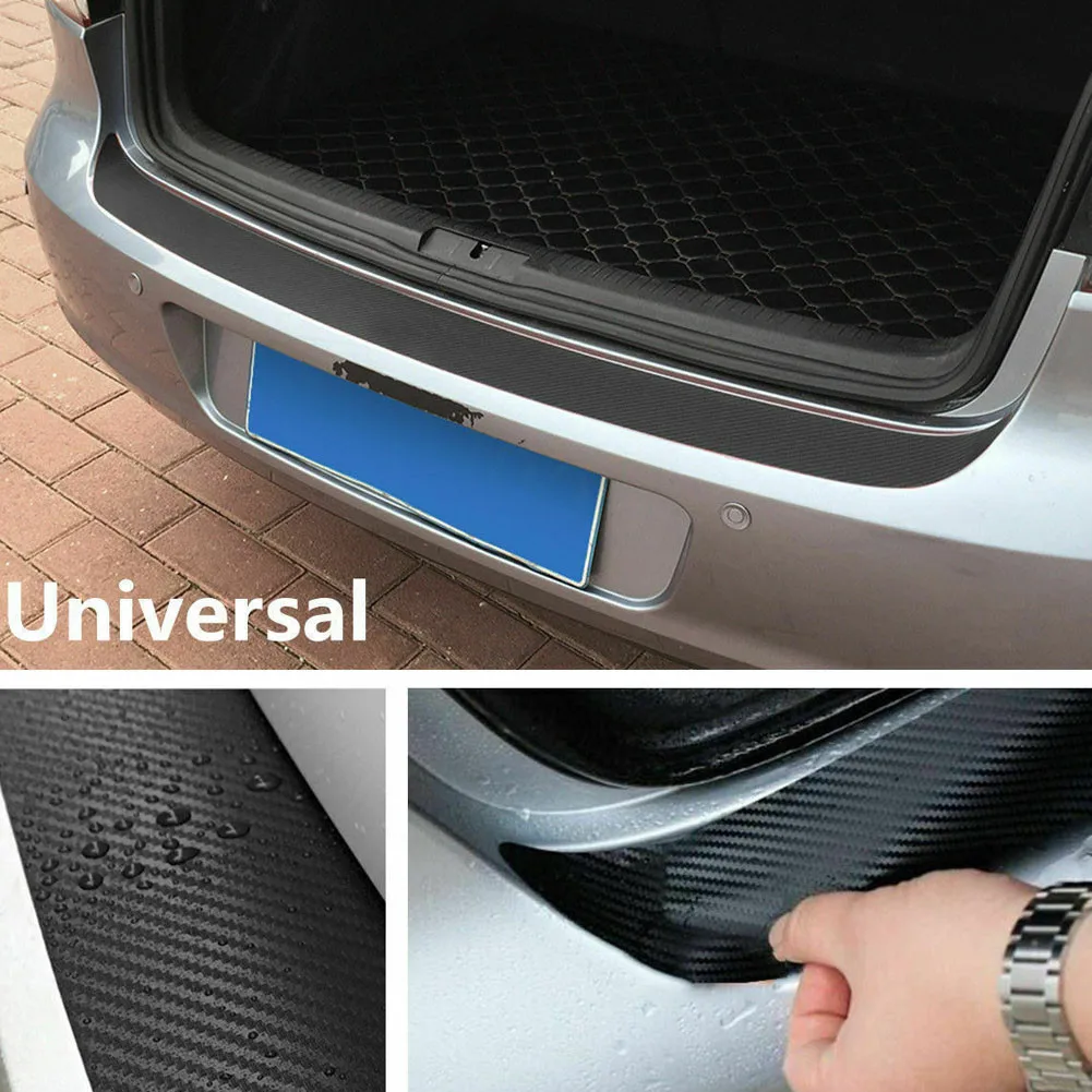 

Black Body Guard Carbon Fiber Protector Rear Bumper Trim High Quality New