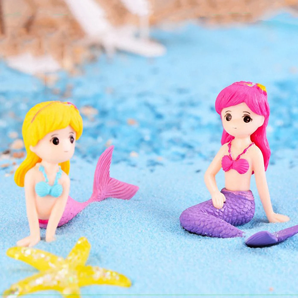 

Mermaid DIY Micro Landscape Aquarium Miniature Figurines Birthday Cake Crafts Small Ornaments Living Room Decoration