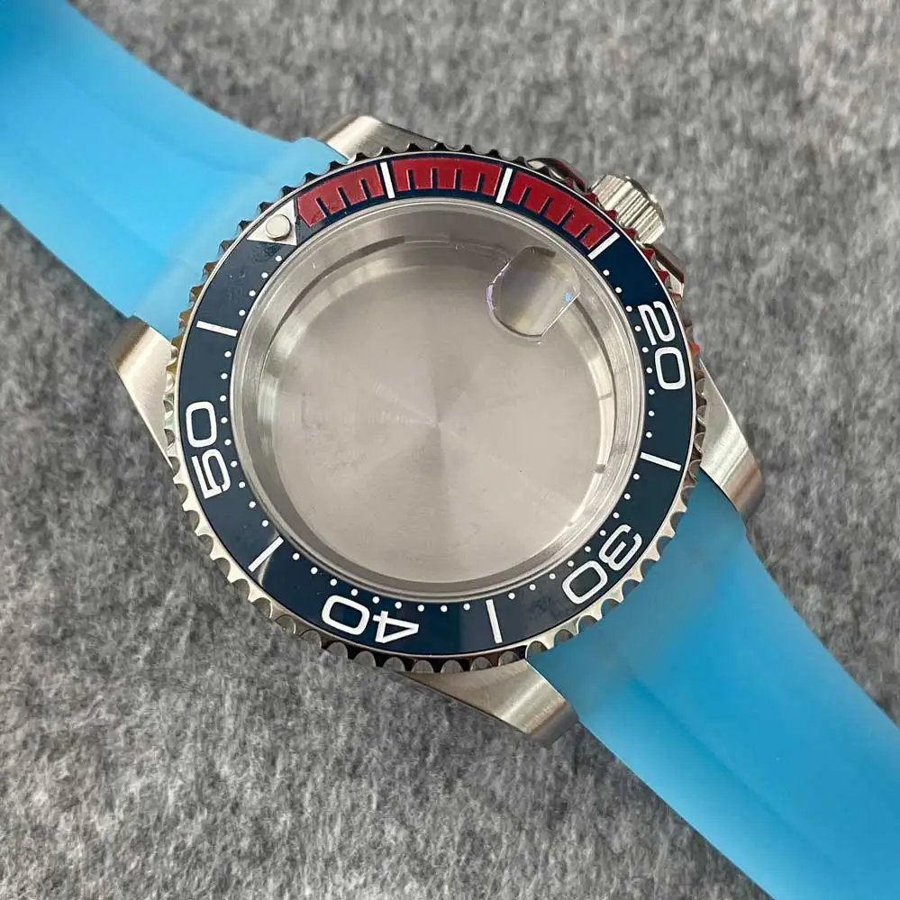 40mm Watch Case Stainless Steel Case+adhesive Tape 316 Fine Steel 10ATM Magnifying Glass Sapphire Glass Fits NH35 Movement