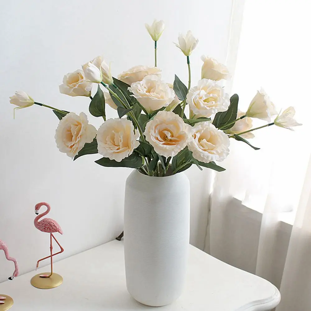 

4pcs/Bunch Mini Flower Heads European-Style Simulation Flower Eustoma Flower Home High-Grade Dried Flower Bouquet Decoration