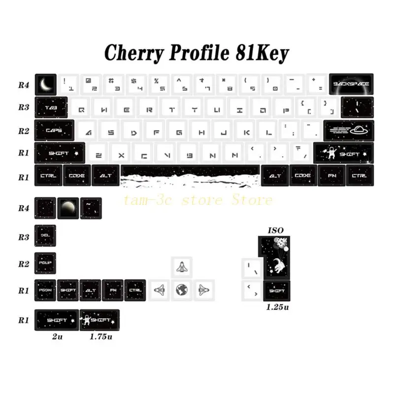 

D0UA Outer Space PBT Keycaps Cherry Profile Dye-Sublimation Keycap Set For gk-61/64/68 60%-Layout Mechanical Gaming Keyboard