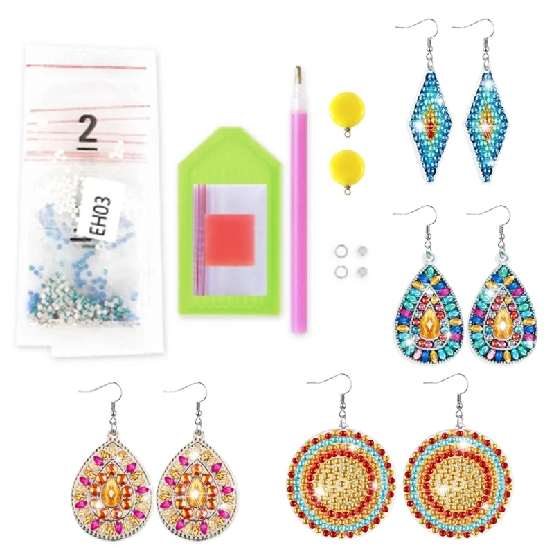 

Серьги-гвоздики A0KD, 4 пары, с рисунком