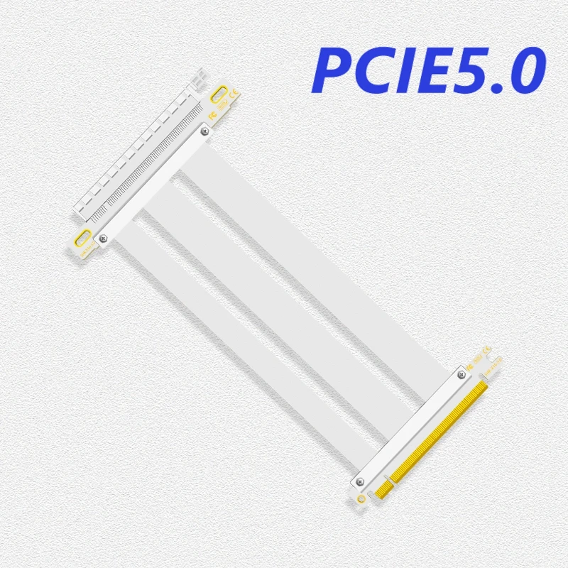 

White PCI Express Shielding Property PCIE 5.0 16x Flexible Cable Card Extension Port Adapter High Speed Riser Card PCI-E X16