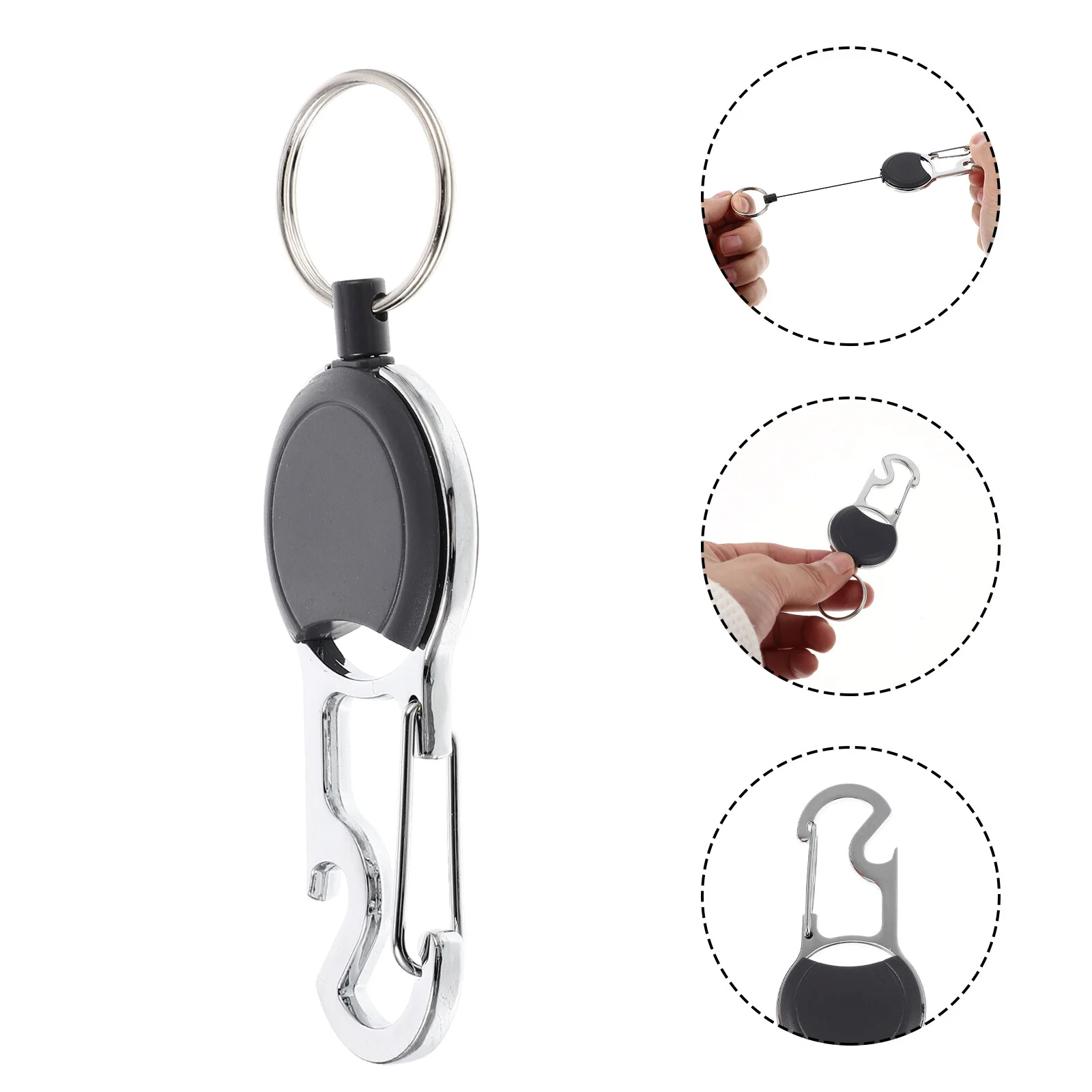 

2 Pcs Retractable Keychain Clip Outdoor Tools Buckle Holder Anti-lost Carabiner Nurse Badges Multitool Compact