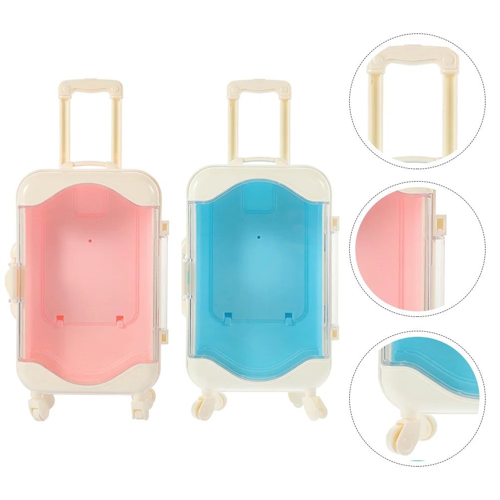 

2pcs Miniature Suitcase Accessory Small Luggage Compact Storage Holder Mini House Decor