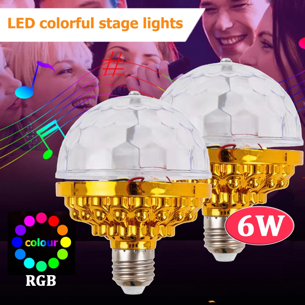 

E27 Bulb Rotating Stage Lighting Colorful Auto Effect Light Home Party KTV Disco DJ Magic Ball Light Dance Party Atmosphere Lamp