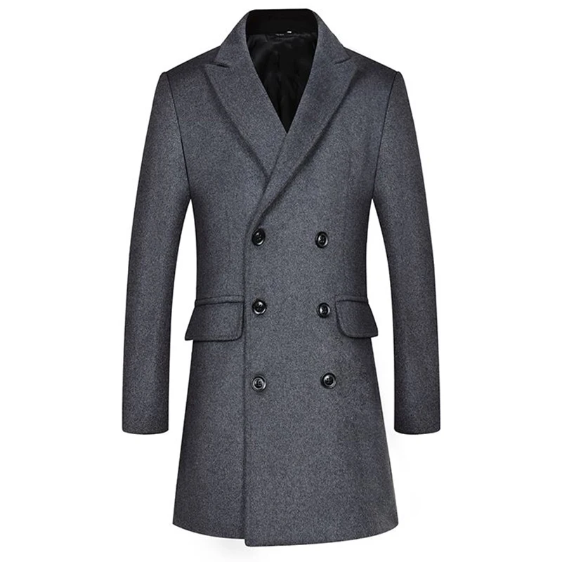 

Зимнее шерстяное пальто средней длины, мужской шерстяной тренчкот, приталенное, смешанное, теплое, двубортное, длинное пальто, мужская одеж...