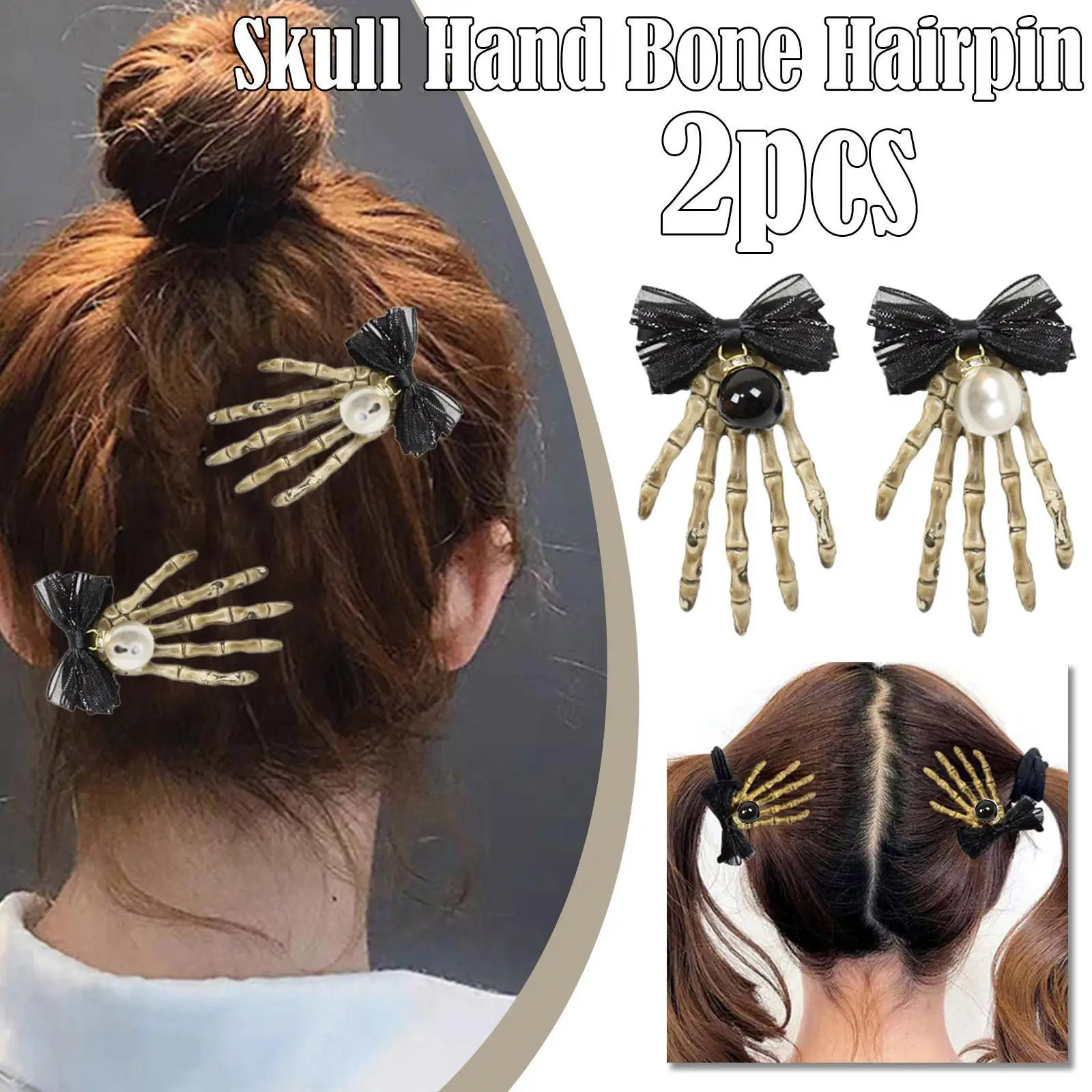 

1 Pair Fashion Skull Hand Bone Hairpin Gripper Skeleton Hair Clips Hairclips New Arrival