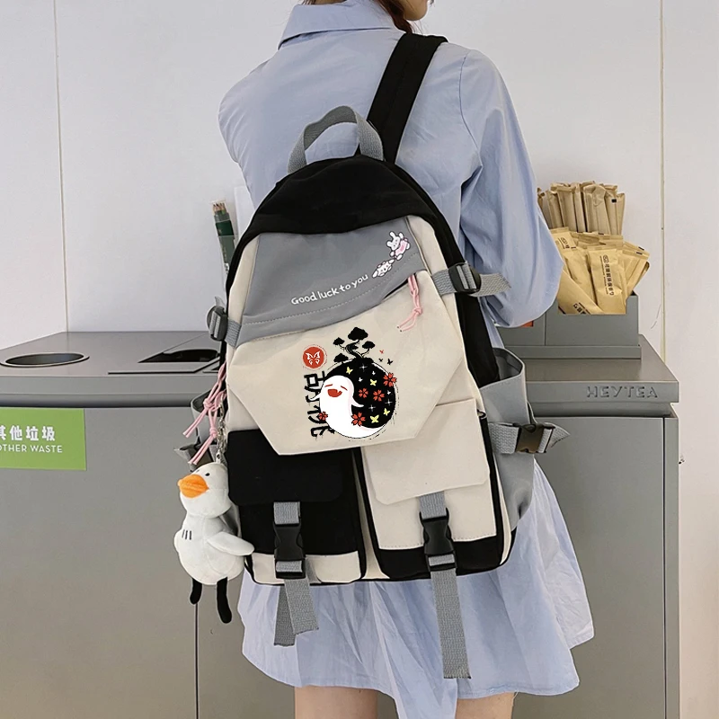 

Japan Anime Genshin Impact Paimon Klee Backpack Youth College Girls Casual Schoolbag Waterproof Laptop Bag Macron Colors Bags