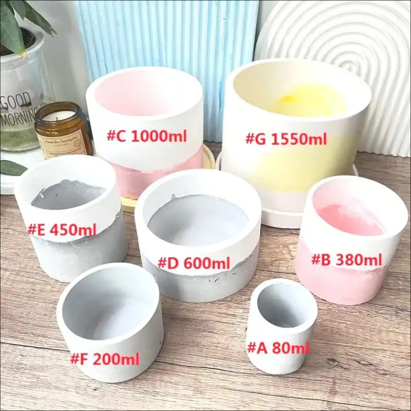 

Lydia Flower shop Tool Large Candle Jar Planter Round Candle Wax Container Silicone Resin Pen holder Cylinder Flower pot mould