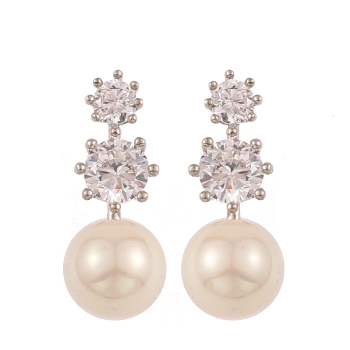 

CARTER LISA Korean Fashion Round Imitation Pearl Drop Earrings for Women Girls Crystal Bridal Wedding Ear Jewelry