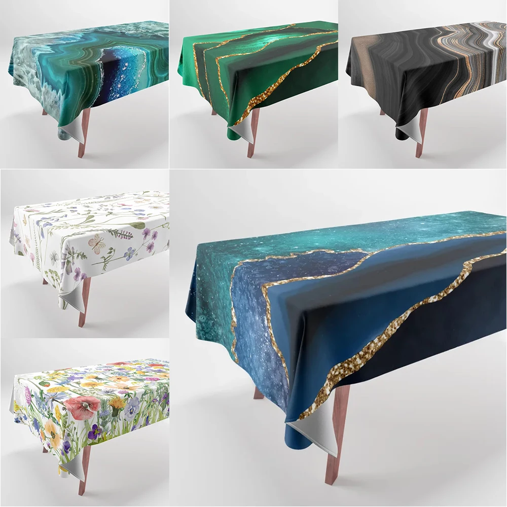

Mystery Pattern Print Patchwork Tablecloth Home Decor Rectangular Party Tablecloth Stain Resistant Tablecloth