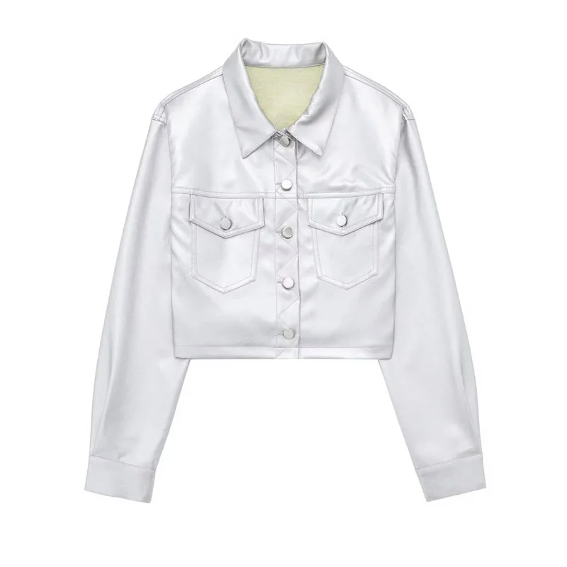 

Женское осеннее пальто 2023, серебристые дизайнерские куртки для женщин, топ, винтажная Свободная куртка на пуговицах с длинным рукавом, Y2k, женская уличная одежда