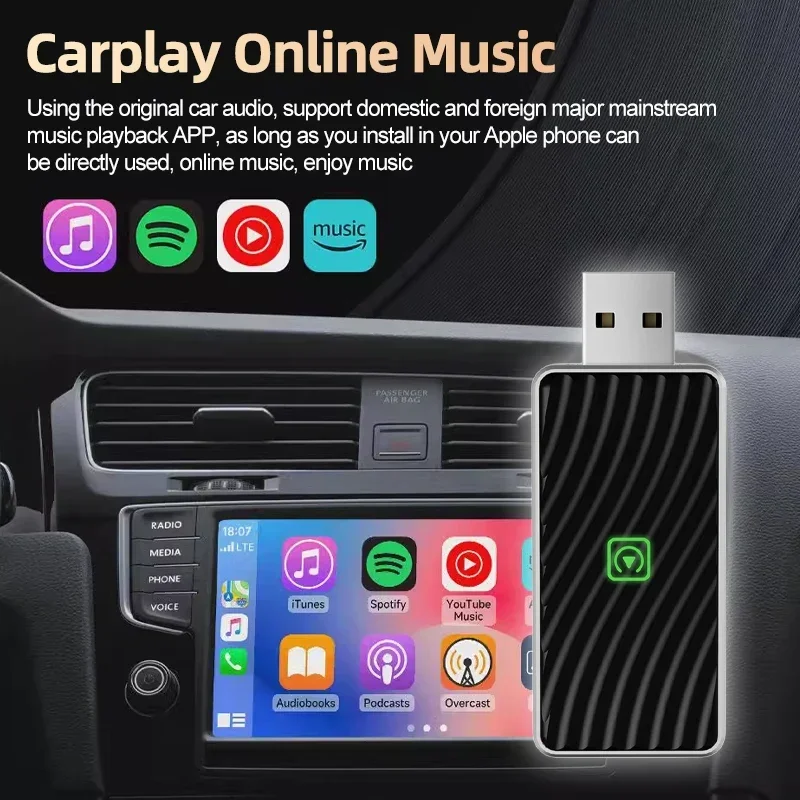Фото 2025 Автомобильный Стайлинг 2в1 Беспроводной Android Универсальный Автоадаптер Carplay Smart Dongle Plug and Play для Volkswagen Touareg 7L 7P CR №4