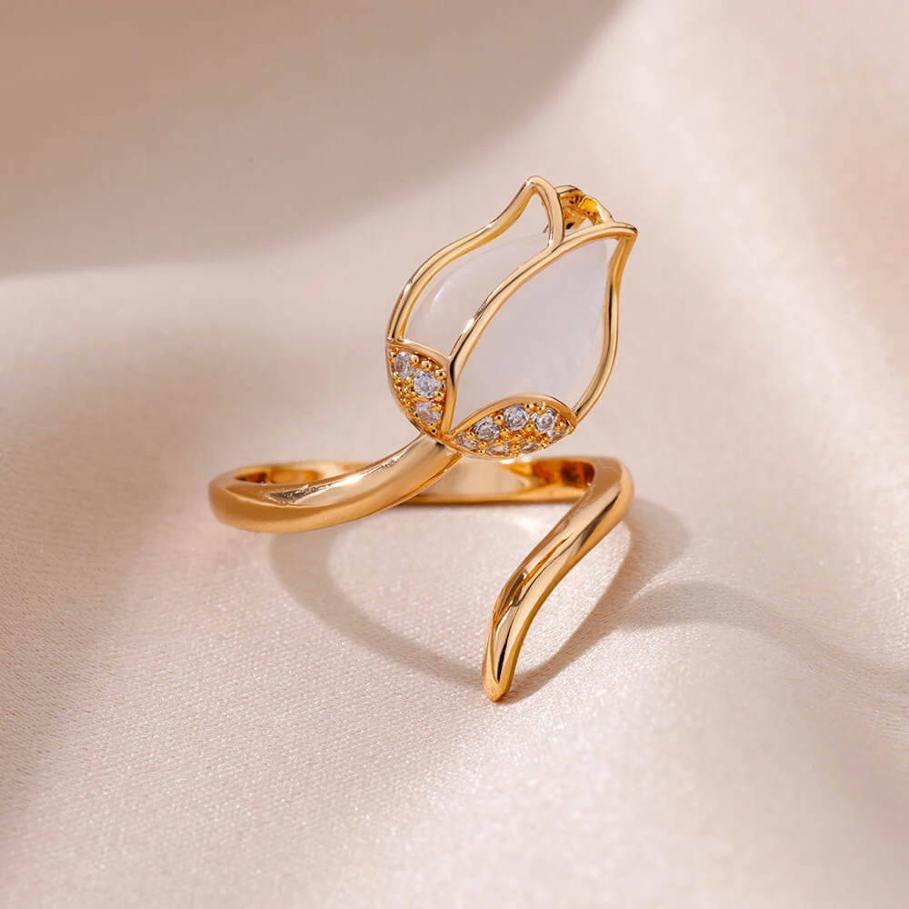 Женское Обручальное кольцо с цирконом цвет золото