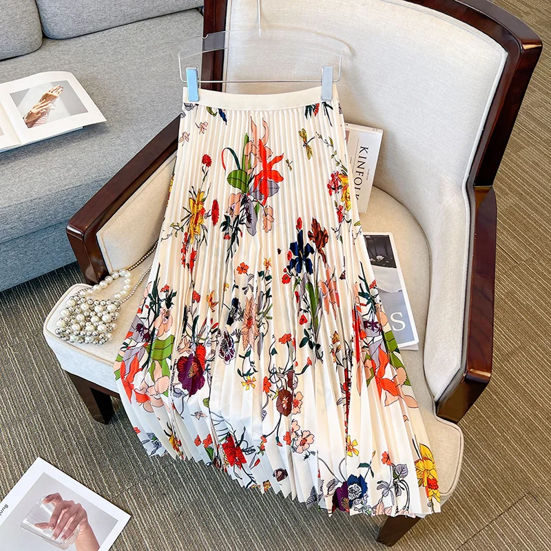 

Женская плиссированная юбка YCMYUNYAN, шифоновая юбка А-силуэта с высокой талией и цветочным принтом, весна-лето 2023
