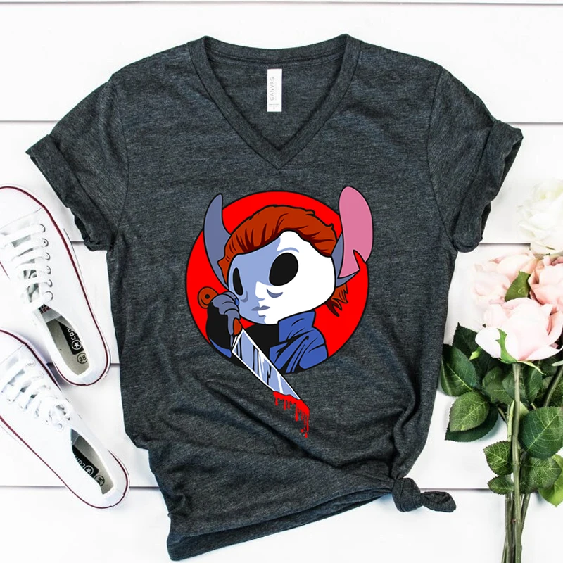 

Женская футболка в стиле хип-хоп, с V-образным вырезом