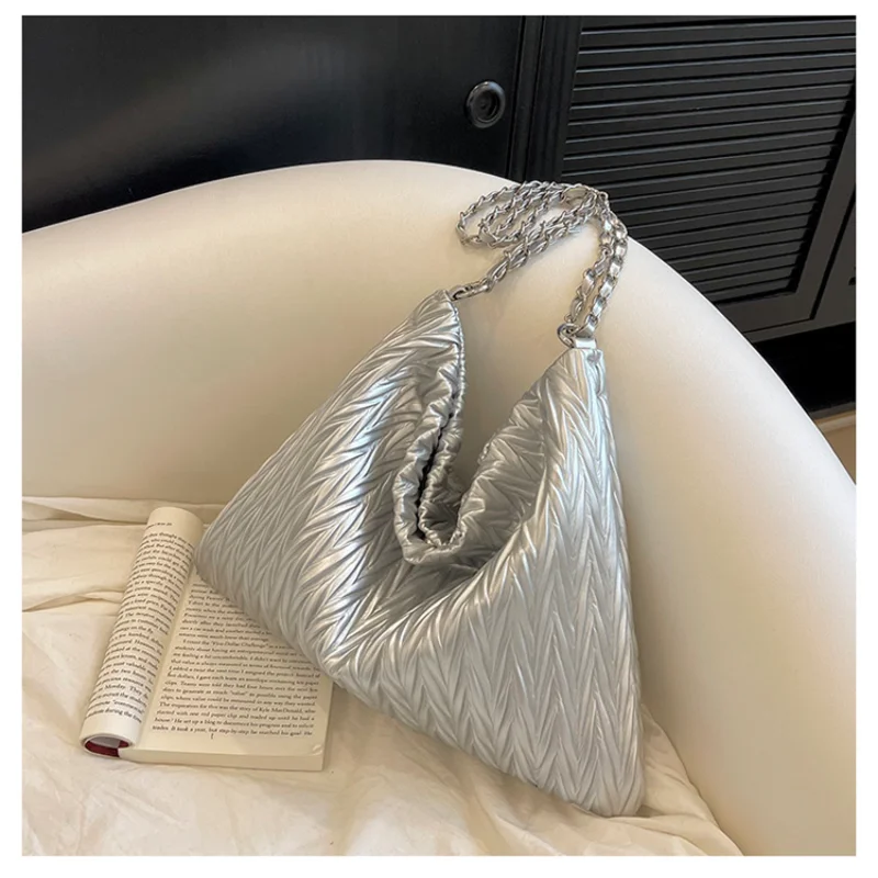 

Fashion Women's Bag 2023 Simple and Casual Style Large Capacity Shoulder Bag Fashion Girl PU Versatile Youth Elegant Pleated Bag