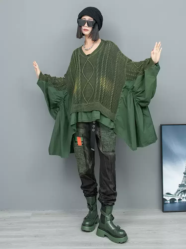 Женский вязаный свитер с оборками Do Old свободный винтажный пуловер оверсайз