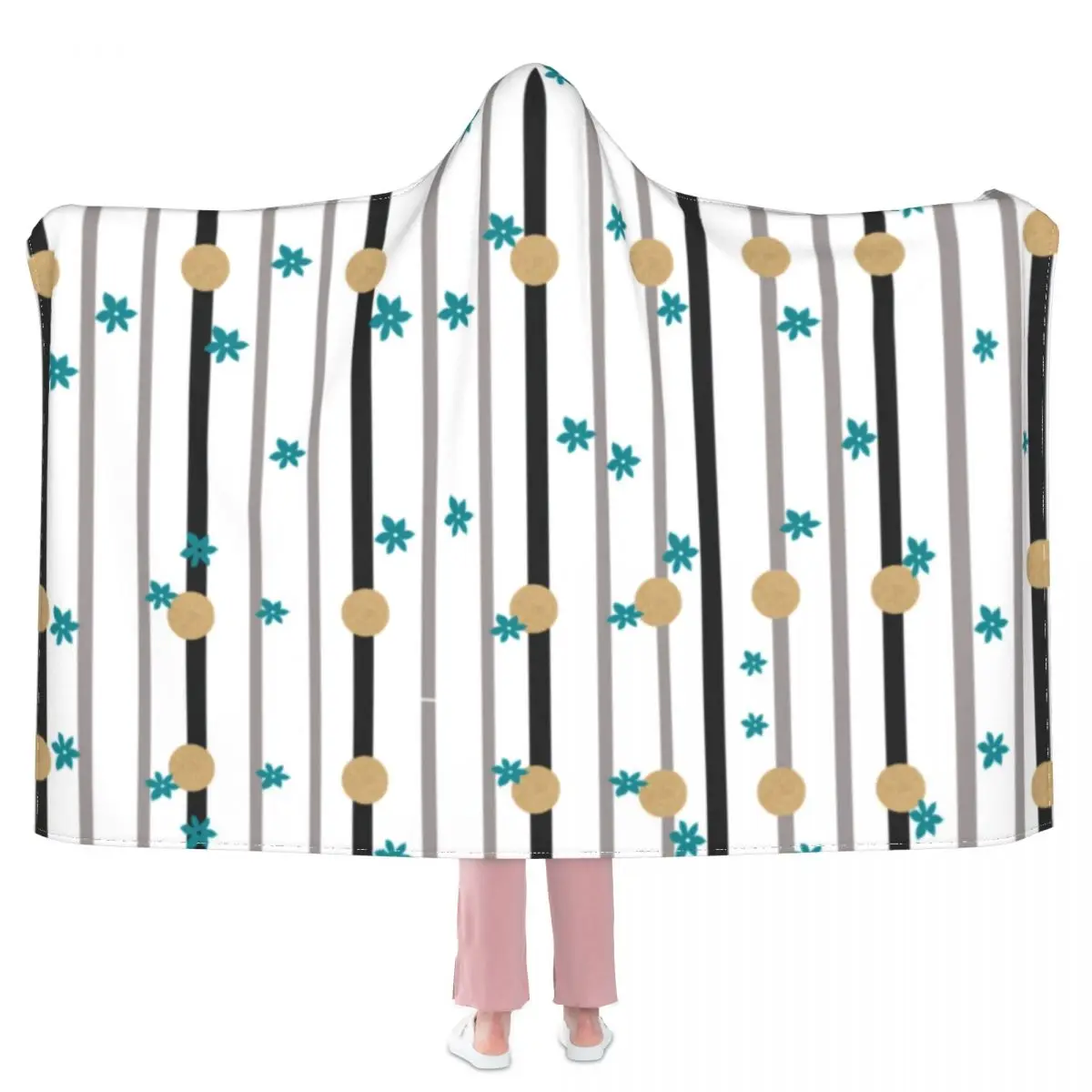 

Классическое мягкое Флисовое одеяло в горошек с черными линиями