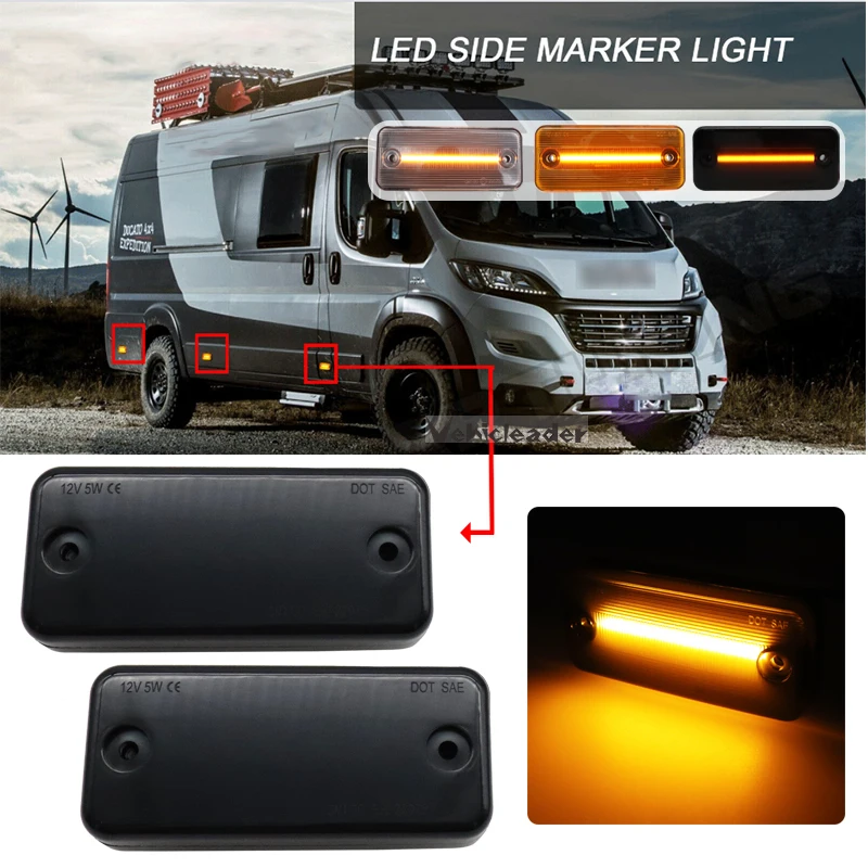 

2pcs Dynamic LED Side Marker Light Flowing Turn Signal Lamps For Iveco Fiat Ducato Citroen Relay Peugeot Boxer Renault Volvo MAN