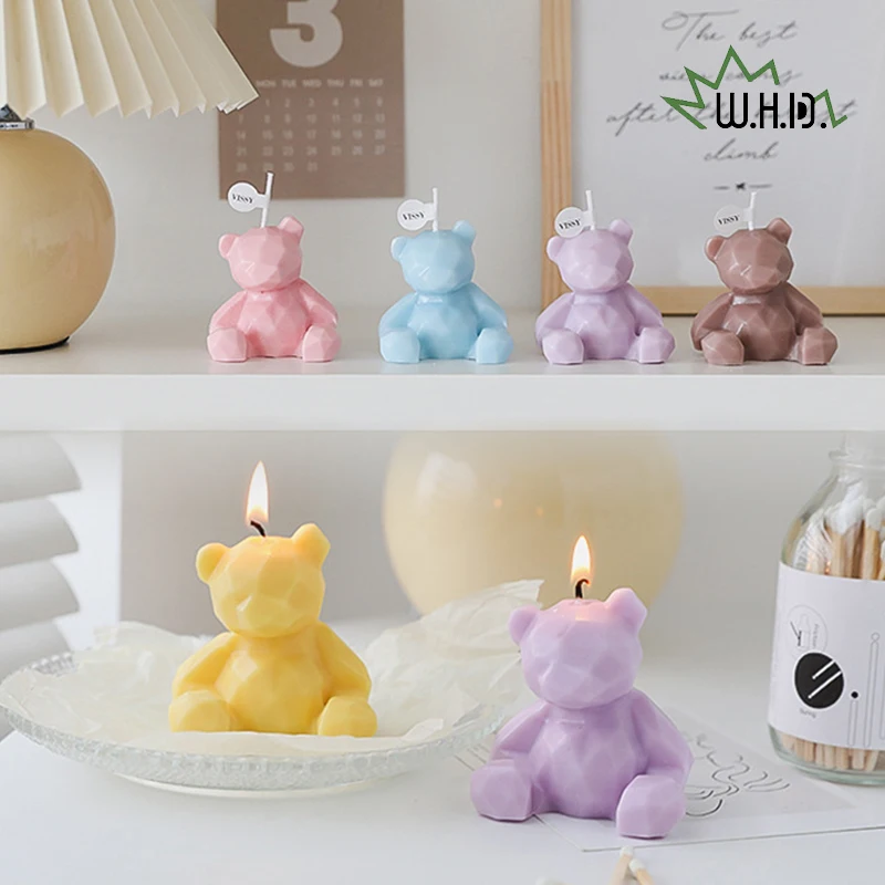 

Creative 3D Bear Scented Candle Silicone Resin Soap Molds Handmade Tools For Plaster Decoration Bedroom Diffuser Tools Gifts