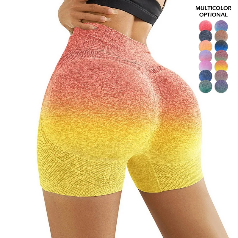 

Gradient Summer Shorts Women Workout Gym Shorts Scrunch Butt Booty Shorts Skims Yoga Short Workout Clothes Seamless Shorts