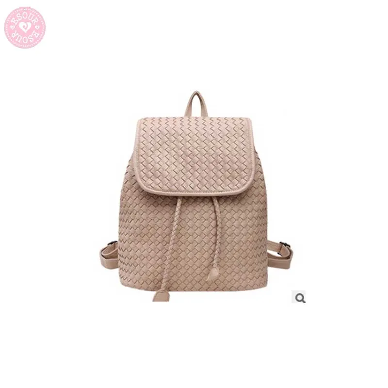 

Fashion women's woven pattern leather backpack kintting backbag preppy style school backpacks bolsas mochilas femininas