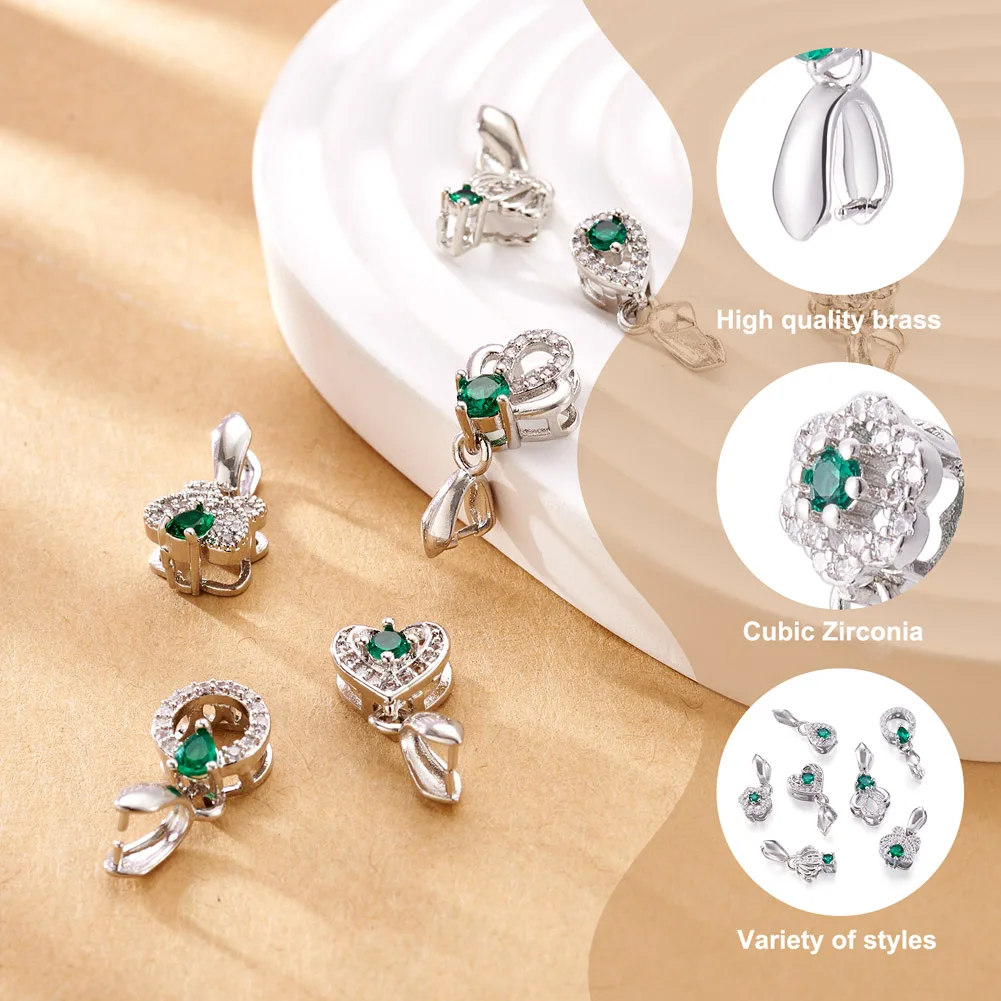 14 шт латунных микро-паве фианита Kissitty ледяной захват зажимы для самодельных