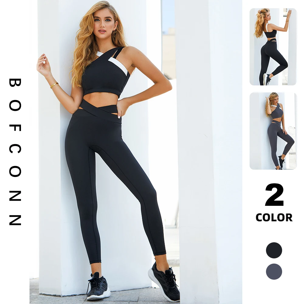 Yoga Suit Workout Sportswear Gym Fitness equipment Seamless Women Clothes Sexy waistcoat pant Sleeve Crop fashion High Leggings