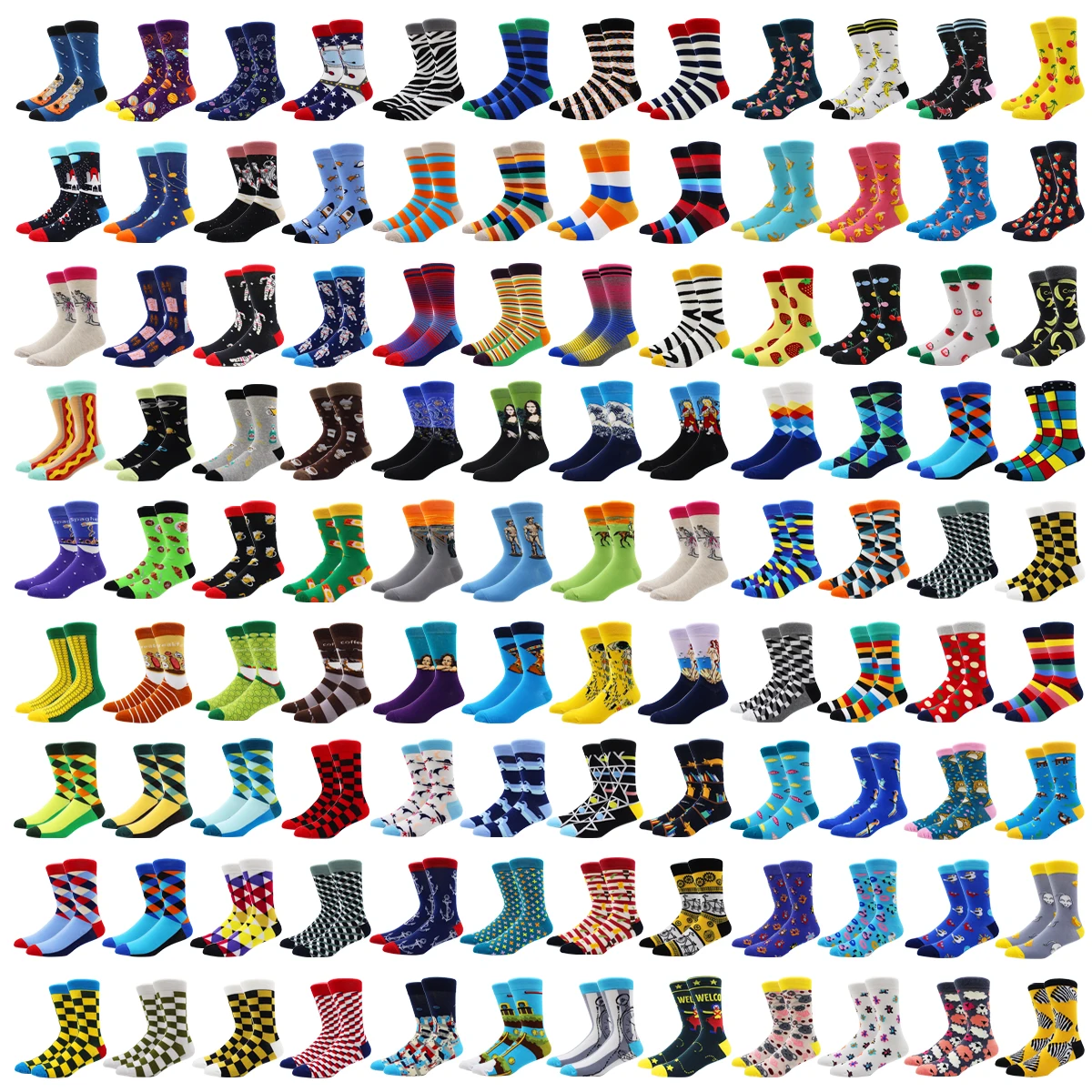 

Men Combed Cotton Socks Food Fruit Stripe Animal Pattern Long Tube Funny Happy Socks Novelty Skateboard Crew Casual Crazy Socks