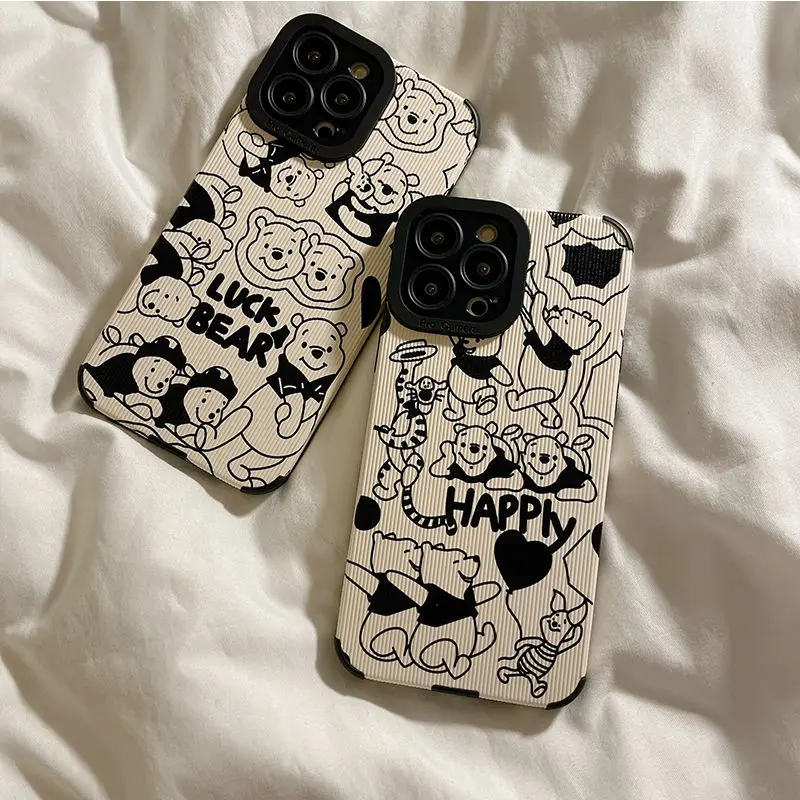 Disney Cartoon Winnie the Pooh With Lanyard Phone Cases For iPhone 13 12 11 Pro Max X XR XS MAX 8 7 Plus SE2020 Back Cover